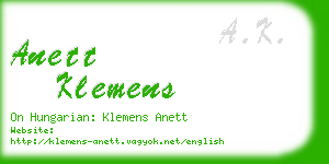 anett klemens business card